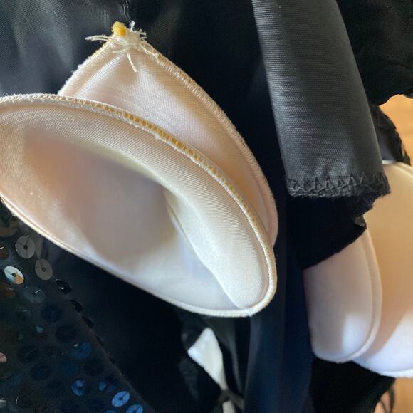 80s Dave & Johnny Sequin Halter Bubble Hem Open back Dress Black & White Medium - Picture 11 of 16